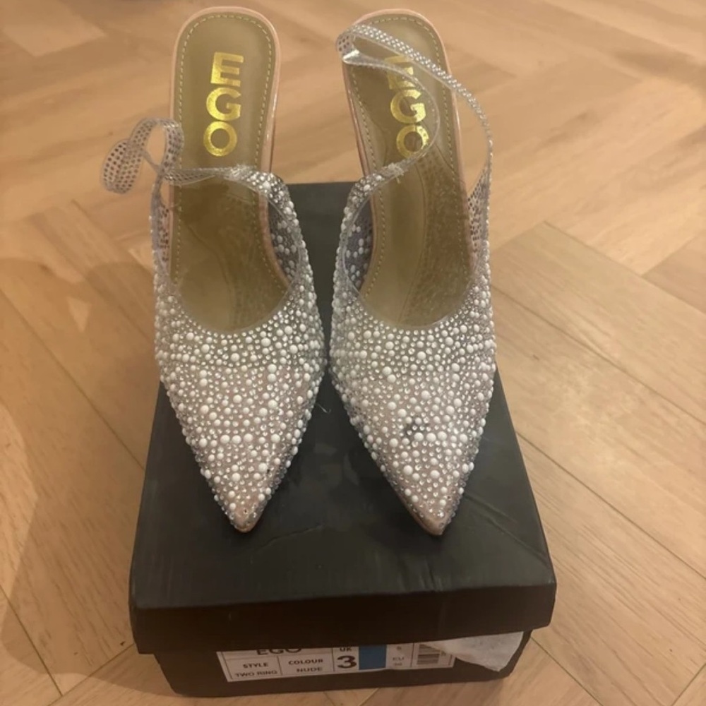 EGO Women's Glittering Silver Heels